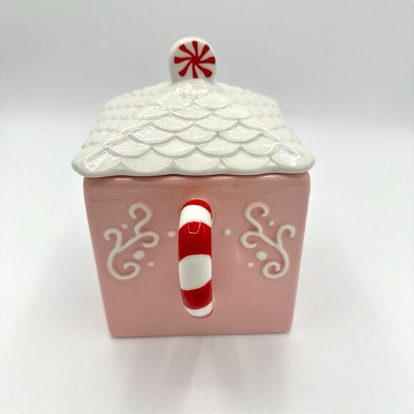 LANG Christmas Pastel Pink Gingerbread Peppermint Teapot Coffee Pot - Picture 4 of 5